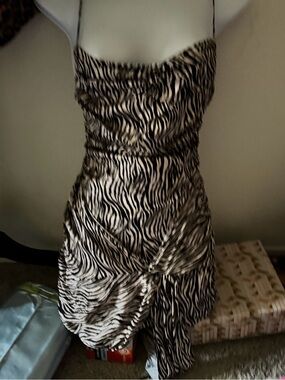 For Love And Lemons Black and Cream Zebra Slip Mini Dress